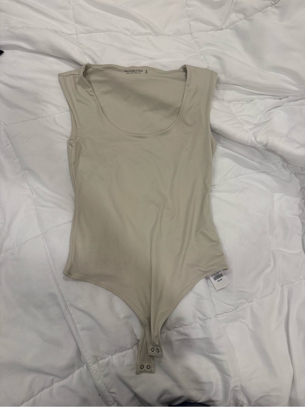Abercrombie & Fitch Sleeveless Beige Scoop-Neck Bodysuit